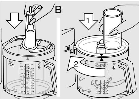 BRAUN COMBIMAX 650 - Mise en place du bol universal ⑥ et du couvercle ⑦ - 2