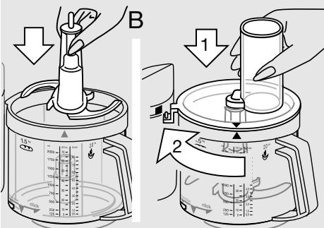 BRAUN COMBIMAX 650 - Aufsetzen der Universalschüssel ⑥ mit Deckel ⑦ - 2