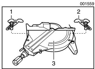 MAKITA LS1013F - Scie à coupe d'onglet mixte   Réglages de l'angle de coupe d'onglet et de l'angle de coupe en biseau - 4