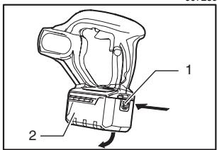 MAKITA BVR 450 - Installing or removing battery cartridge - 1