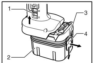MAKITA BFH090 - Installation ou retrait de la batterie - 1