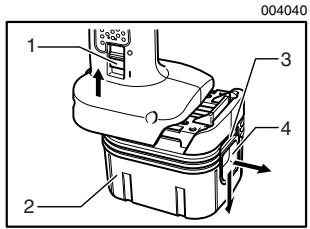MAKITA BFH090 - Instalación o desmontaje del cartucho de bateria - 1