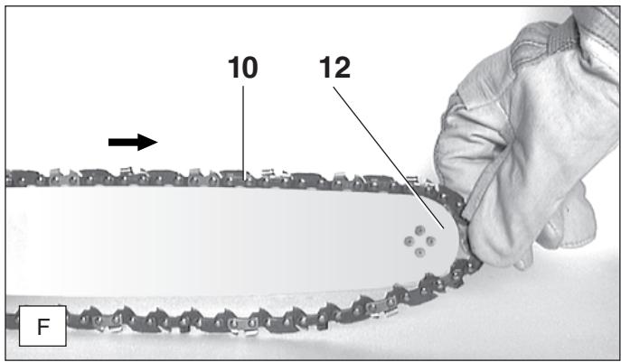 MAKITA DCS401 - Mounting the guide bar and saw chain - 9