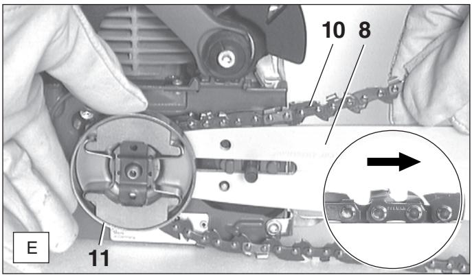 MAKITA DCS401 - Mounting the guide bar and saw chain - 3