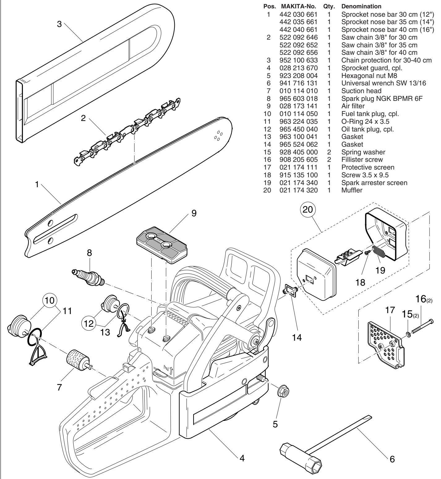 MAKITA DCS401 - Extract from the spare parts list - 2