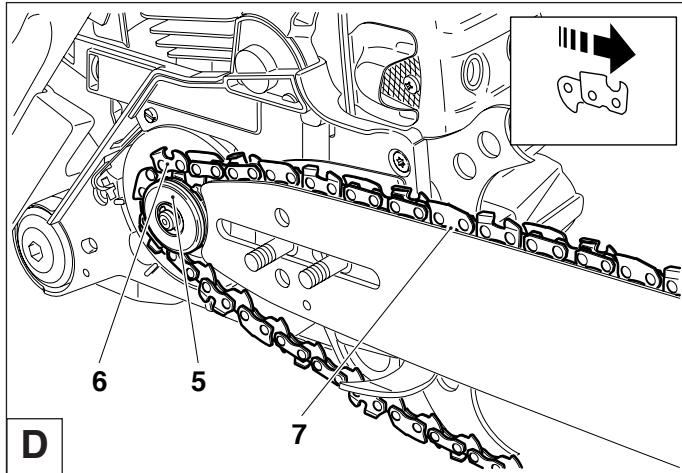 MAKITA DCS6400 - Mounting the guide bar and saw chain - 2