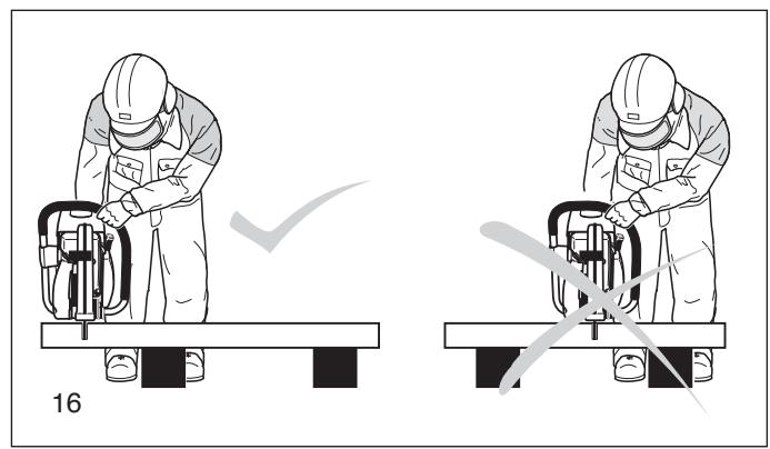 MAKITA DPC7341 - Important! Before cutting, remove all foreign objects, such as rocks, gravel, nails etc. from the cutting area. Otherwise, such objects can be flung away by the disc with great speed. Injury hazard! - 2