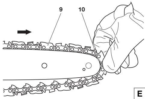 MAKITA ES2140A - Mounting the guide bar and saw chain - 3