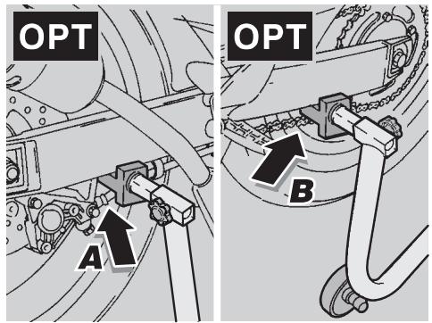APRILIA RS 50 - Soulver le véhicule en agissant uniquement sur les deux supports du bras oscillant. - 1