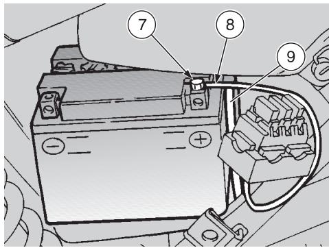 APRILIA ETX 125 - Dépose de la batterie - 1