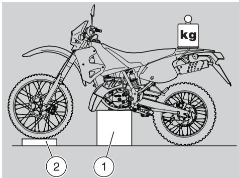 APRILIA ETX 125 - Positionner le véhicule sur un terrain solide et plat. - 4