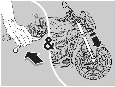 APRILIA TUONO 1000 R - IMPORTANT Mettre à l'abri les composants suivants :béquille complète, vis (11) et rondelle (12) afin de pouvoir les remonter correctement en cas d'utilisation sur route. - 1