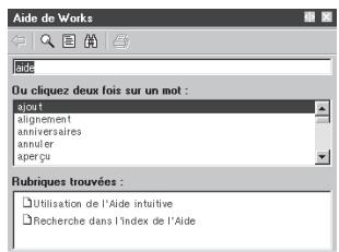 MICROSOFT MISE EN ROUTE DE WORKS 2000 - Utilisation de l'index pour couver une rubrique d'aide - 1