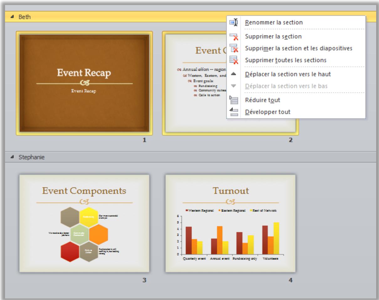 MICROSOFT POWERPOINT 2010 - Sections représentations Nouveauté ! - 1