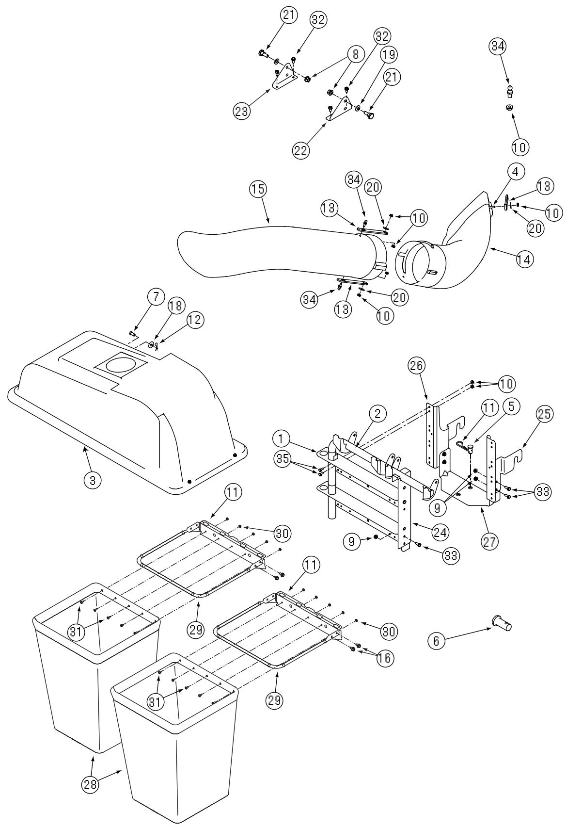 MTD OHD-190-180 - Lista de piezas: Embolsadora doble posterior - 2
