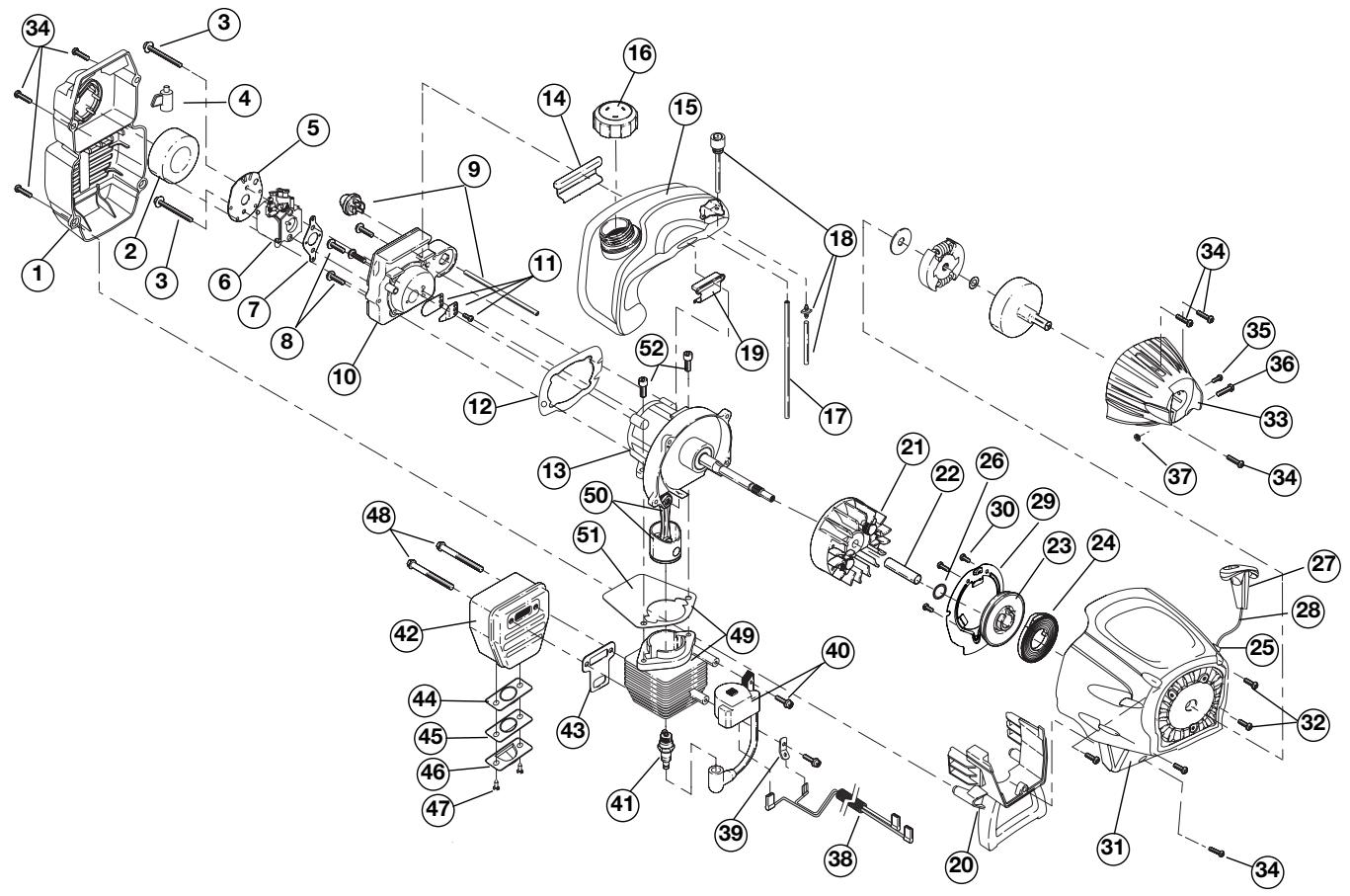 MTD TB10CS - 2-CYCLE GAS TRIMMER - ENGINE - 1