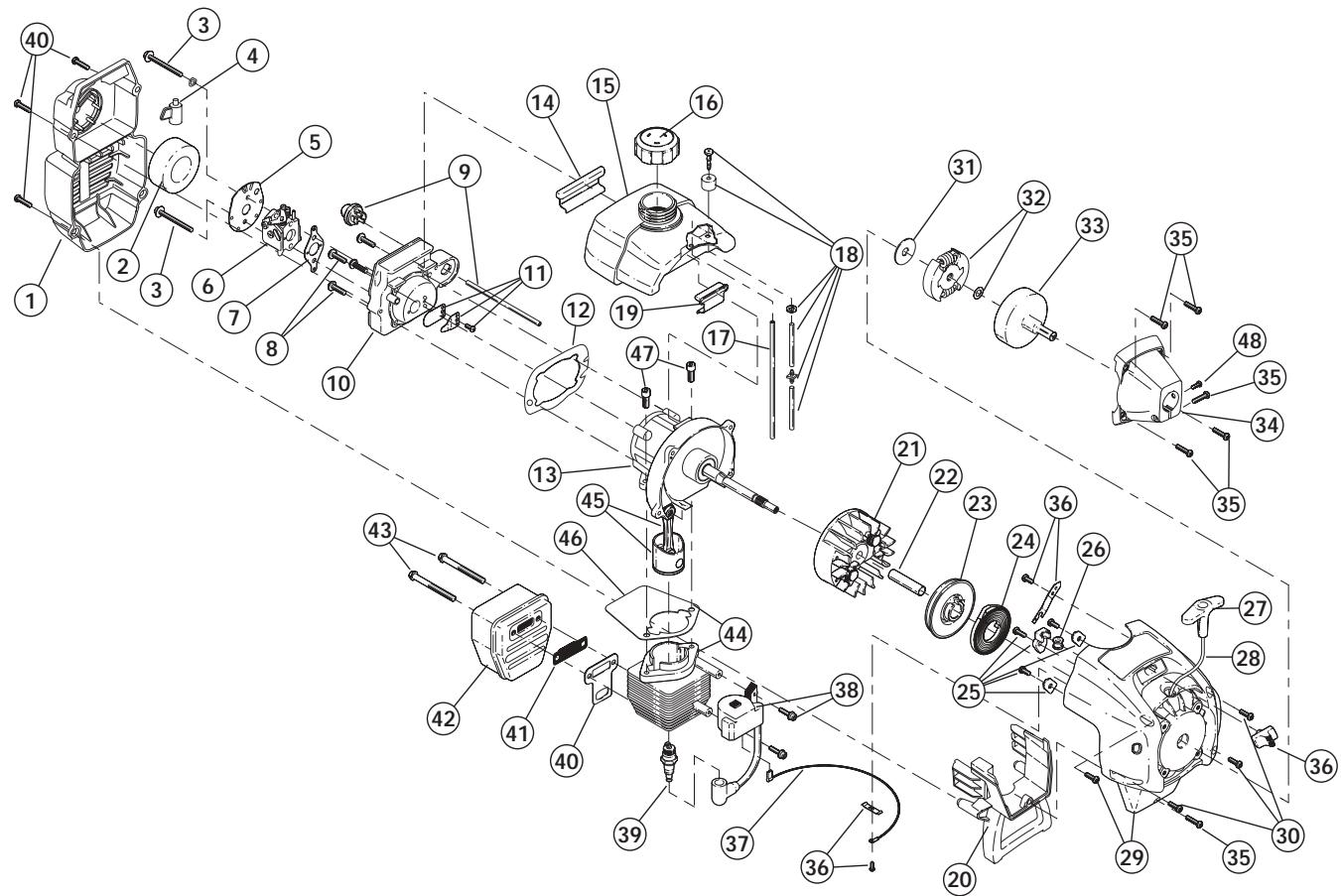 MTD TB15CS - 2-CYCLE GAS TRIMMER - ENGINE - 1