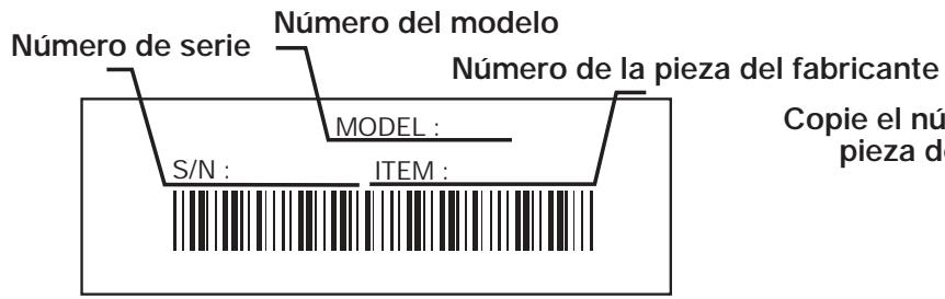 MTD TB55B - UBICACION DEL NUMERO DEL MODELO - 1