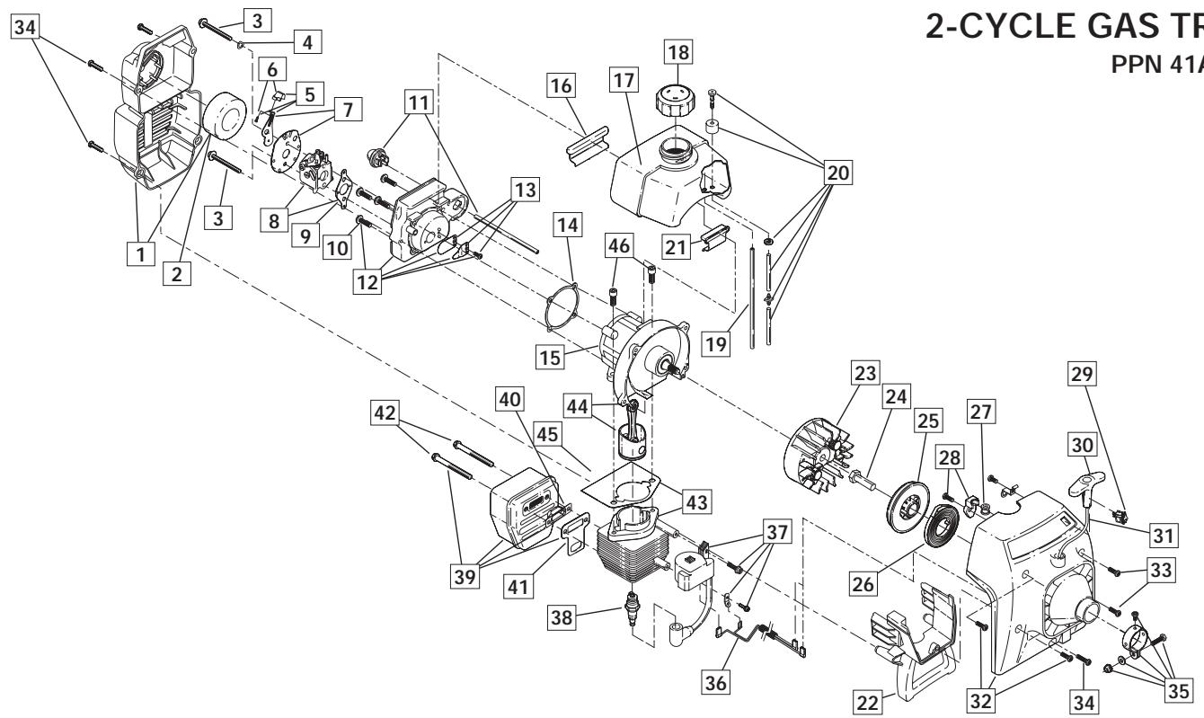 MTD Y700 - ENGINE PARTS - MODEL Y700 2-CYCLE GAS TRIMMER - 1