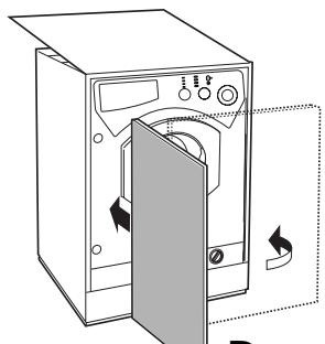 HOTPOINT-ARISTON LBE 129 - Mounting the wooden panel onto the door and inserting the machine into cabinets: - 4