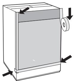HOTPOINT-ARISTON LBE 129 - Mounting the wooden panel onto the door and inserting the machine into cabinets: - 5