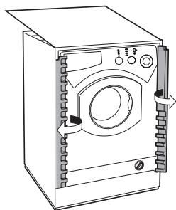 HOTPOINT-ARISTON LBE 68 - Applicazione del pannello in legno alla porta e insertimento della macchina nei mobili: - 3