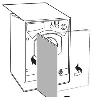 HOTPOINT-ARISTON LBE 68 - Mounting the wooden panel onto the door and inserting the machine into cabinets: - 4
