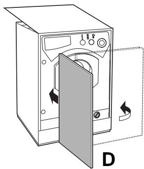 HOTPOINT-ARISTON LBE 68 - Applicazione del pannello in legno alla porta e insertimento della macchina nei mobili: - 4
