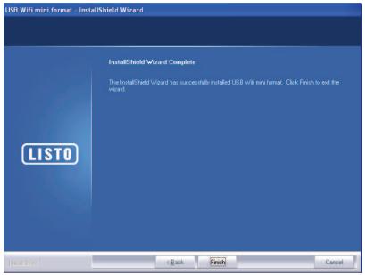 LISTO CW-372 - Étape 5 Cliquez ensuite sur Finish pour finaliser l'installation. - 1