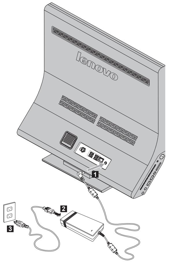 LENOVO IDEACENTRE A600 - Branchez les cordons d'alimentation à la prise de courant munie d'une mise à la terre. - 1
