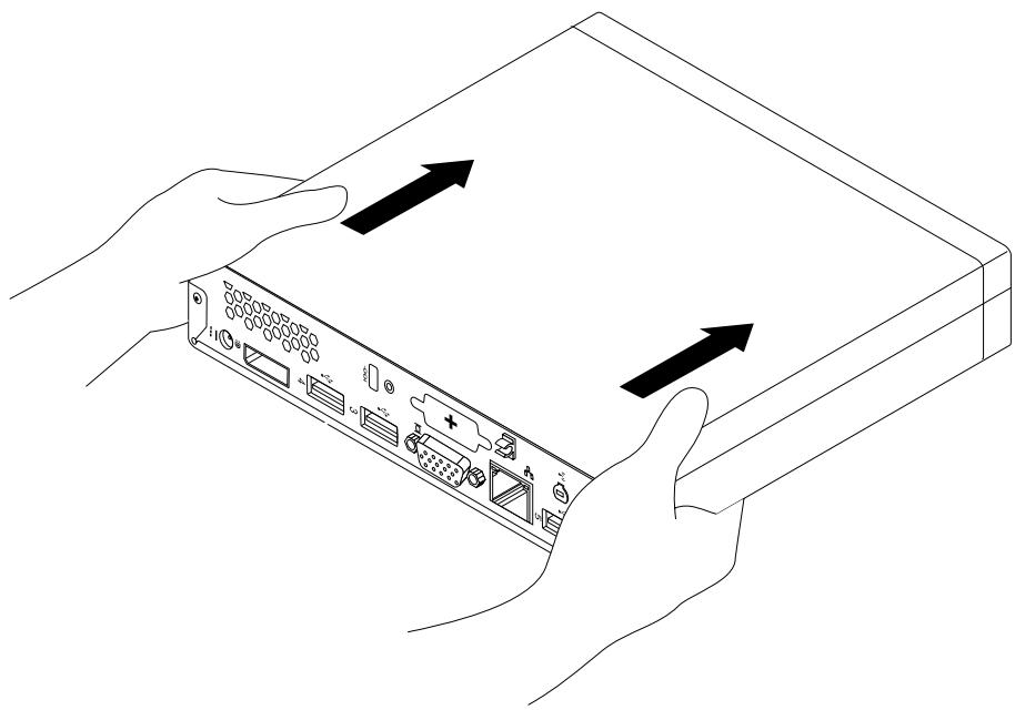 LENOVO THINKCENTRE M72E TINY (RC5LRFR) - Mettez l'ordinateur hors tension et patientez trois à cinq minutes jusqu'àu refroidissement de l'ordinateur avant de retarder le carter. - 2