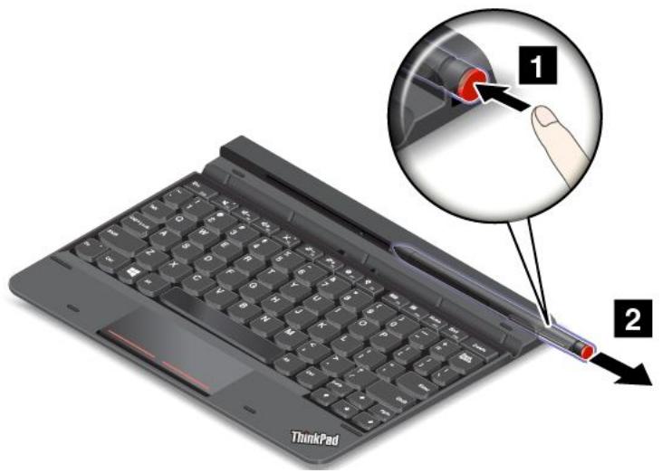 LENOVO THINKPAD 10 (20C1000MFR), THINKPAD 10 (20C10024FR) - Rangement et retrait du stylet de la tablette graphique - 2