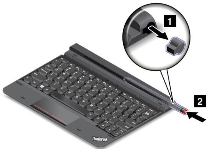LENOVO THINKPAD 10 (20C1000MFR), THINKPAD 10 (20C10024FR) - Rangement et retrait du stylet de la tablette graphique - 1