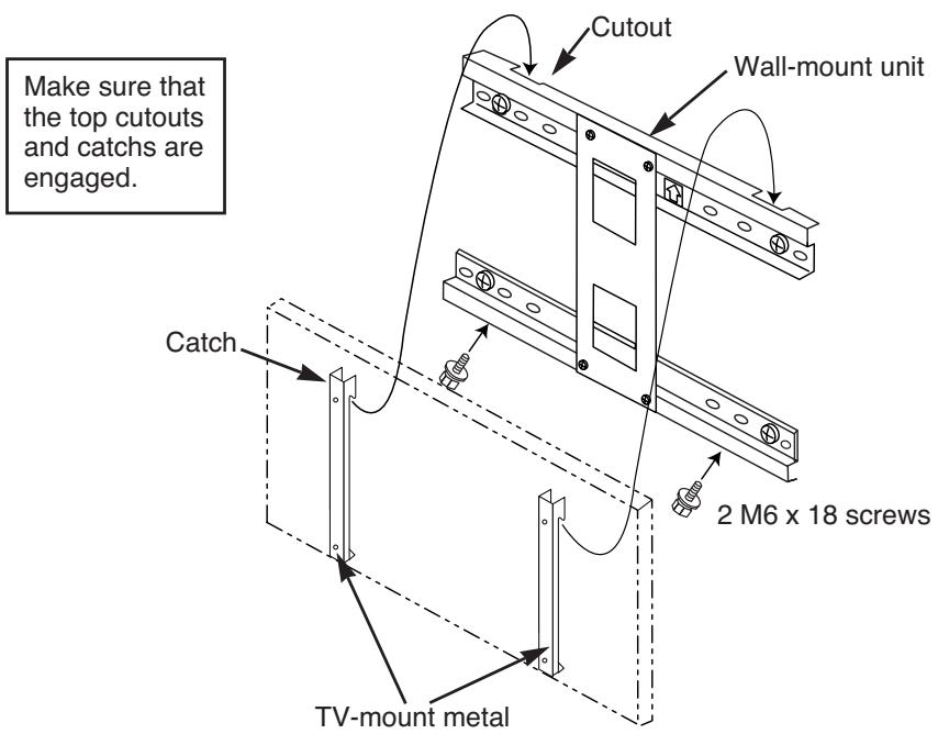 HITACHI 42PD5300 - Installing the plasma TV on the wall mount - 1
