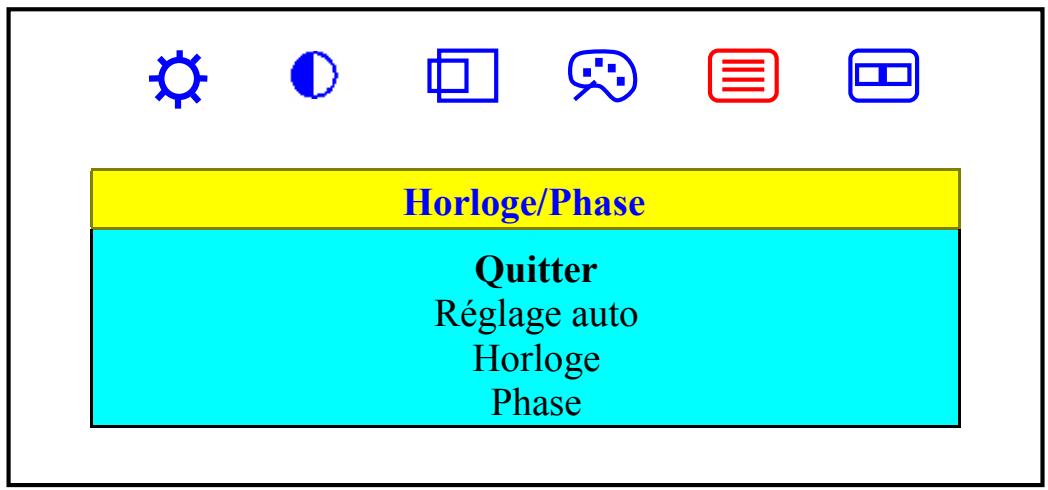 HITACHI CML155XW - Réglages dans le sous-menu "Horloge/Phase" - 1