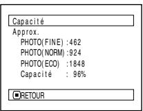 HITACHI DZ-BX31E - VÉRIFICATION DE L'ESPACE DISPONIBLE SUR LE DISQUE OU LA CARTE (CAPACITÉ) - 2