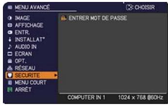 HITACHI ED-D10 - Accédez au menu SECURITE - 1