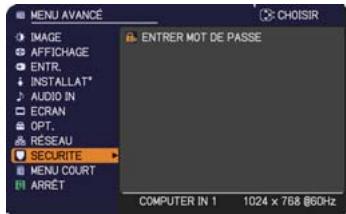 HITACHI ED-D11 - Accédez au menu SECURITE - 1