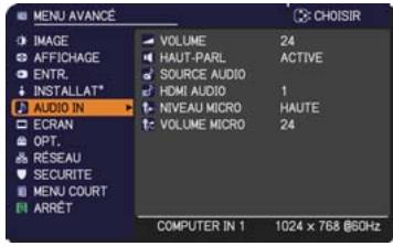 HITACHI CP-X2011N - Menu AUDIO IN - 1