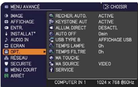 HITACHI CP-X2514WN - Menu OPT. - 1