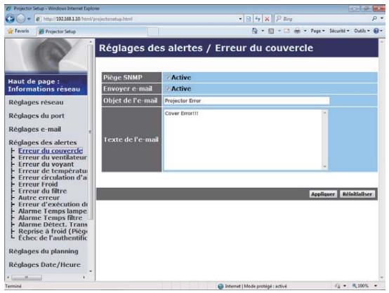 HITACHI CP-X2514WN - Réglages des alertes - 1
