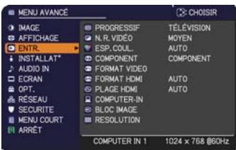 HITACHI CP-X3011N - Menu entrée - 1