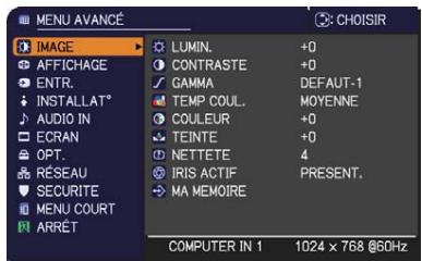 HITACHI CP-X3014WN - Dans le MENU AVANCE - 2