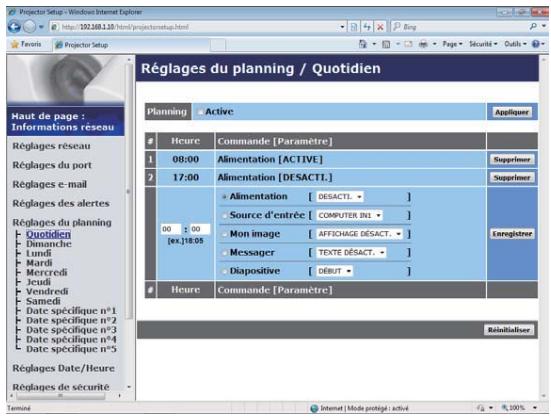 HITACHI CP-X4014WN - Réglages du planning - 1