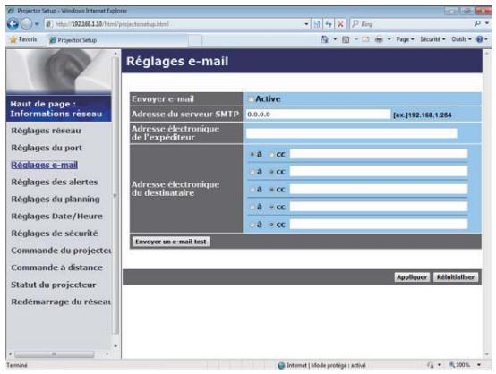 HITACHI CP-X4014WN - Réglages e-mail - 1