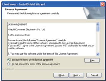 HITACHI CP-X4021N - Installation de "LiveViewer" (suite) - 1