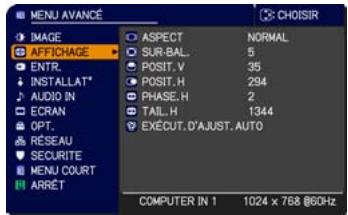HITACHI CP-X4021N - Menu AFFICHAGE - 1