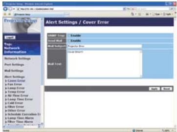 HITACHI CP-X467 - Alert Settings (Paramètres Alerte) - 1