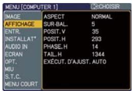 HITACHI CP-X467 - Menu AFFICHAGE - 1