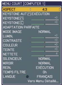 HITACHI CP-X467 - Dans le MENU COURT - 1